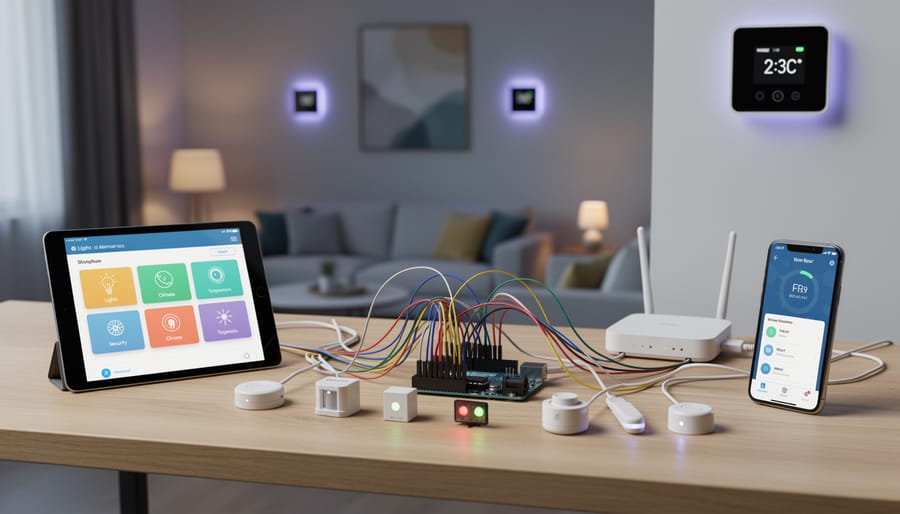 Arduino-based smart home automation hub with multiple sensors and smartphone control